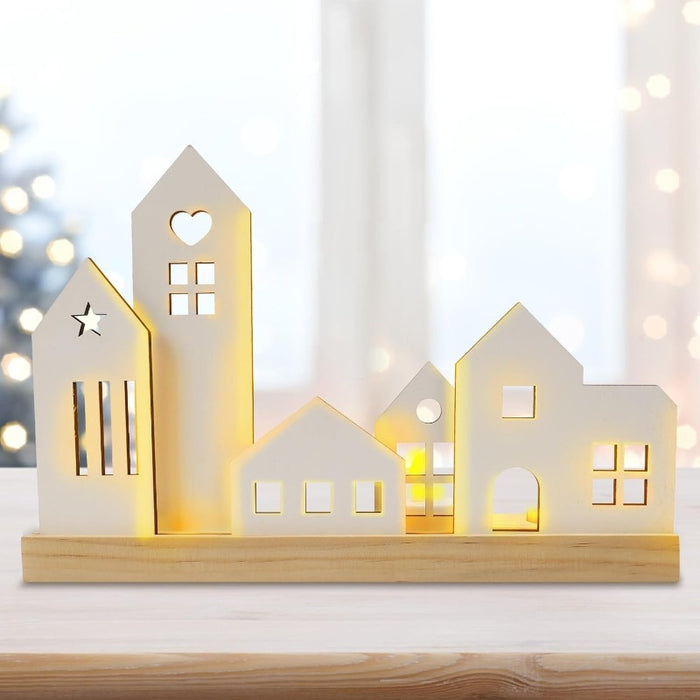 Weihnachtliches Lichterhaus – Teelichthalter in Häuserform für 4 Teelichter, weiss